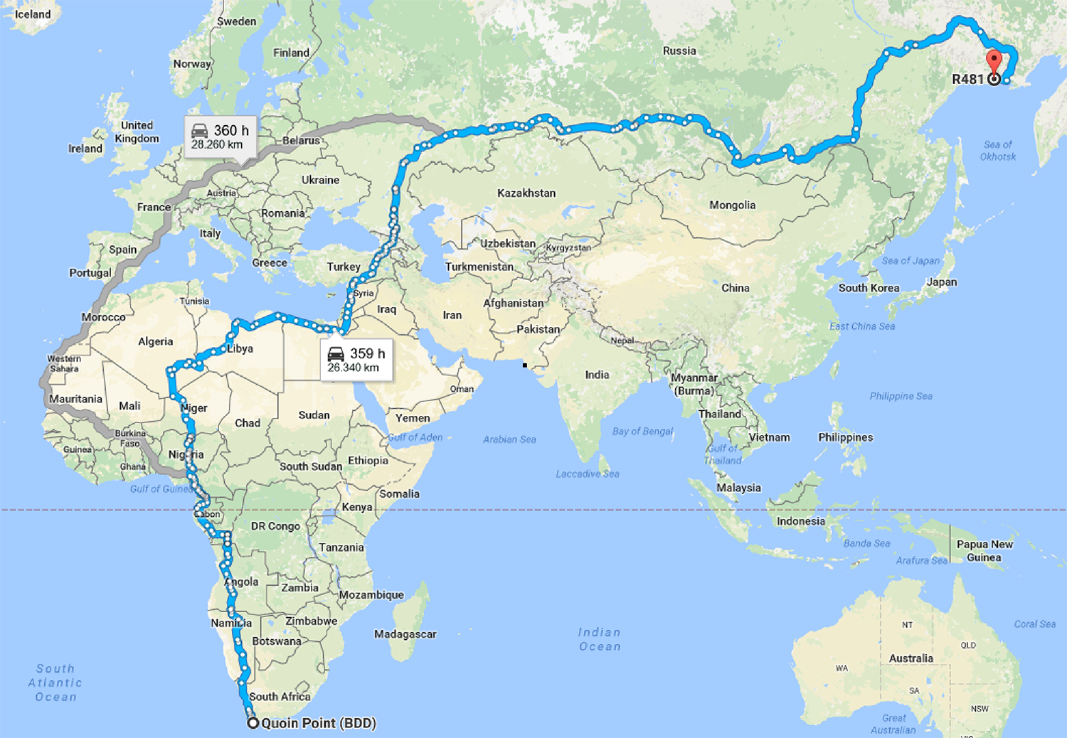 Google Maps Challenge - Longest Driving Routes / Martin Krzywinski @MKrzywinski mkweb.bcgsc.ca