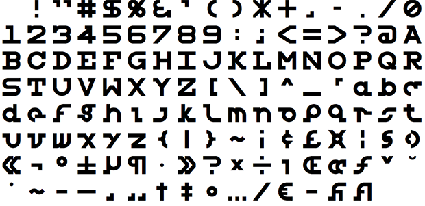 Glyph chart of my Snellen optotype font. / Martin Krzywinski @MKrzywinski mkweb.bcgsc.ca