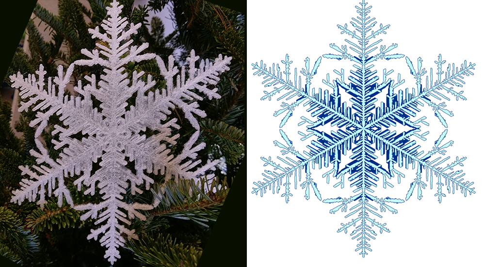 Gravner-Griffeath Snowflake Simulation by Martin Krzywinski and Jake Lever / Martin Krzywinski @MKrzywinski mkweb.bcgsc.ca