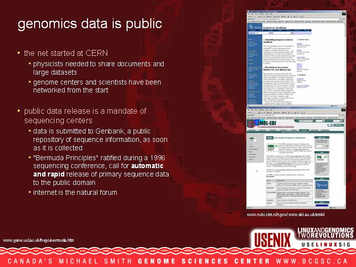 Linux and Genomics - Two Revolutions - USENIX 2004 - Martin Krzywinsk and Yaron Butterfield