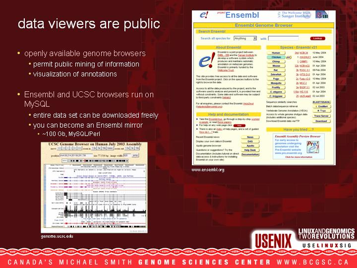 Linux and Genomics - Two Revolutions - USENIX 2004 - Martin Krzywinsk and Yaron Butterfield