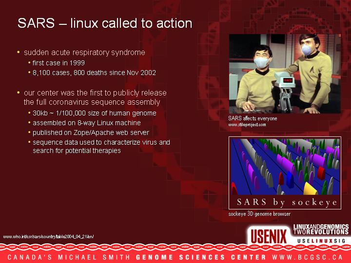 Linux and Genomics - Two Revolutions - USENIX 2004 - Martin Krzywinsk and Yaron Butterfield