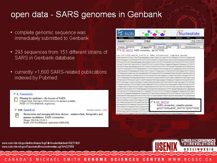 Linux and Genomics - Two Revolutions - USENIX 2004 - Martin Krzywinsk and Yaron Butterfield